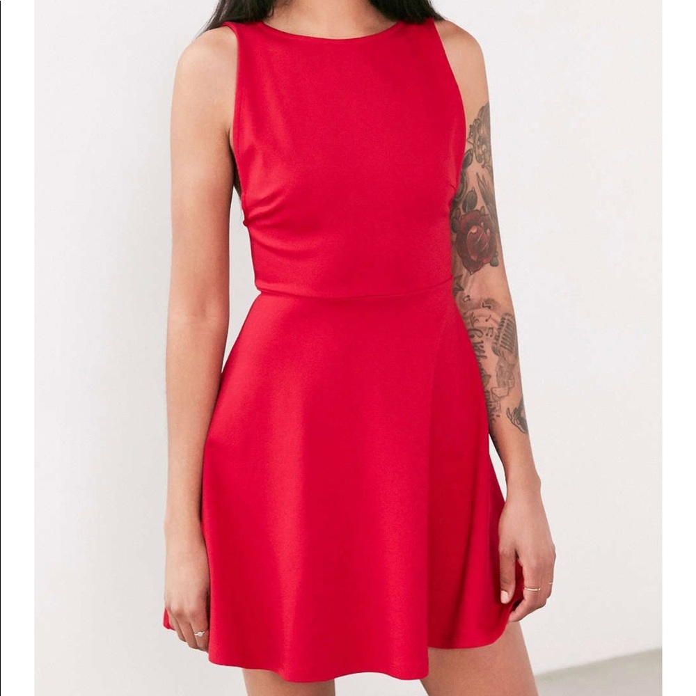 Urban Outfitters Red Cooperative Ponte Pinafore Dress
